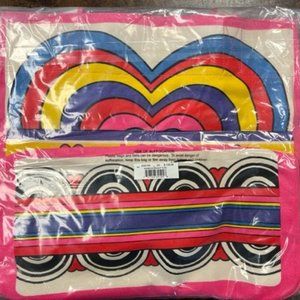 Brighton LOVE TO BE BOLD RAINBOW HEARTS TOTE Canvas Shopping Beach Bag NWT